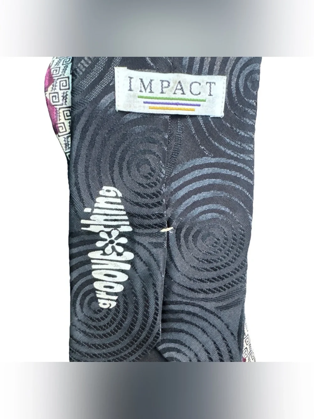 Impact‎ Groove Thing Tie Polyester Retro Design Black Polyester Made In USA 80s